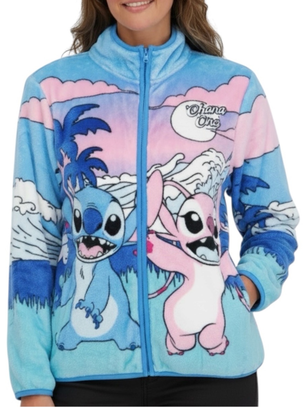 NWT MICKEY & FRIENDS Lilo & Stitch Soft Side Pocket Zip Front Jacket Size Medium